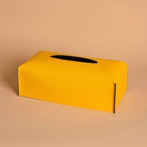 Made in Italy Brand New Pinetti Genuine Leather Rectangular Yellow Tissue Box